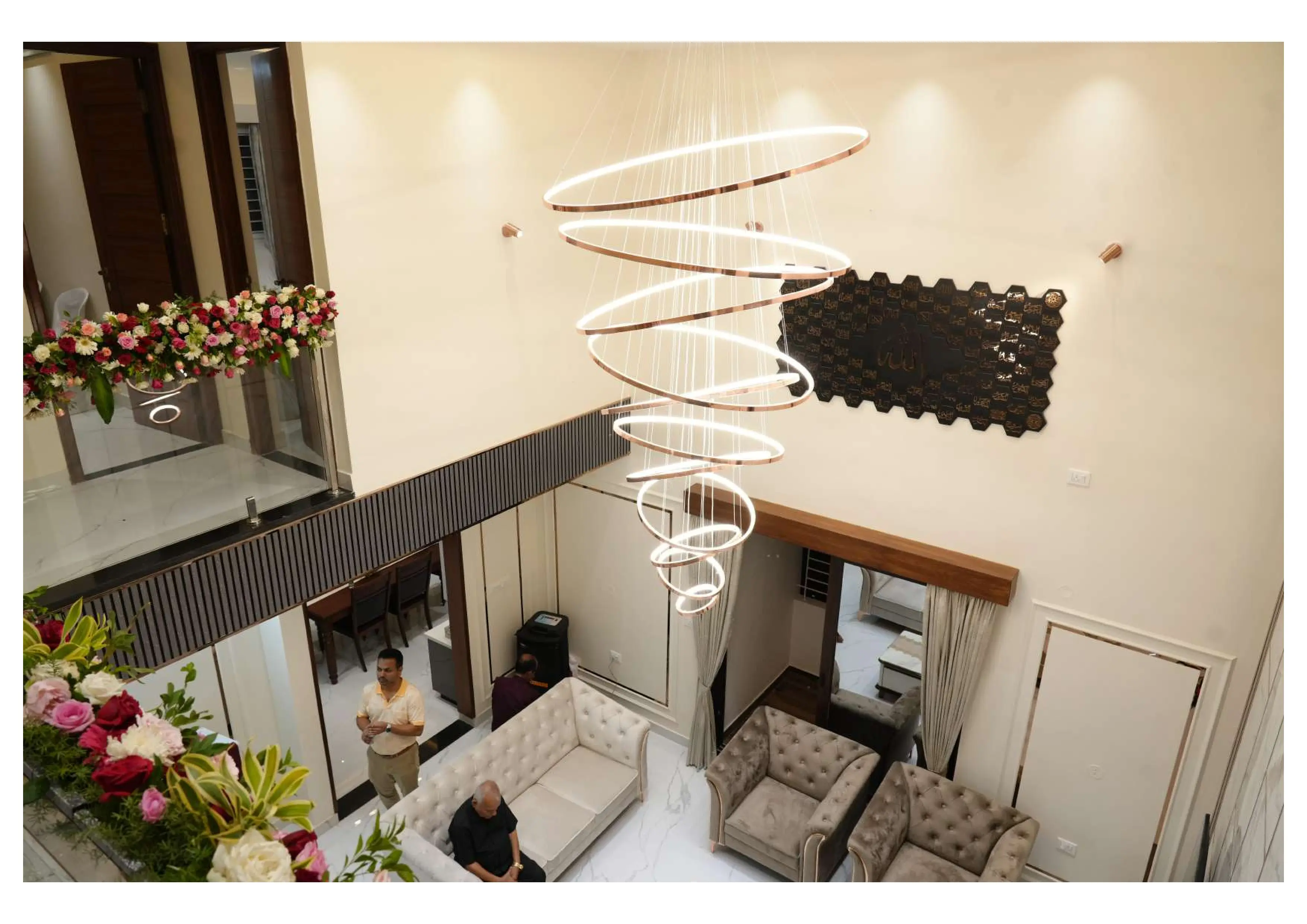 Open plan living and dining area design